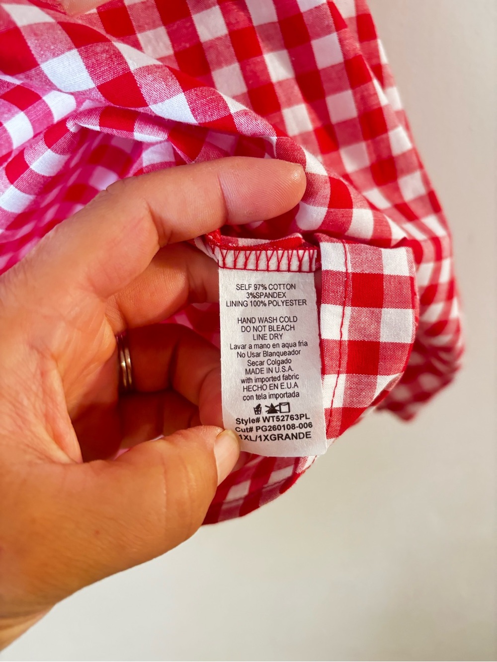 GeeGee Red Gingham Ribbon Bow Top with Ruffle Collar XL - Picture 8 of 8